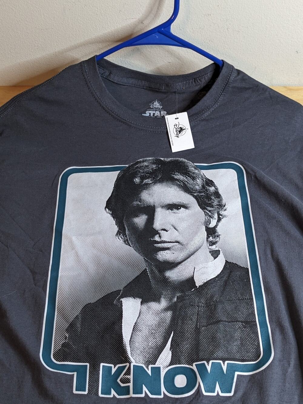 Disney Parks Star Wars Han Solo I Know Adult Shirt Women's Medium Men's Small